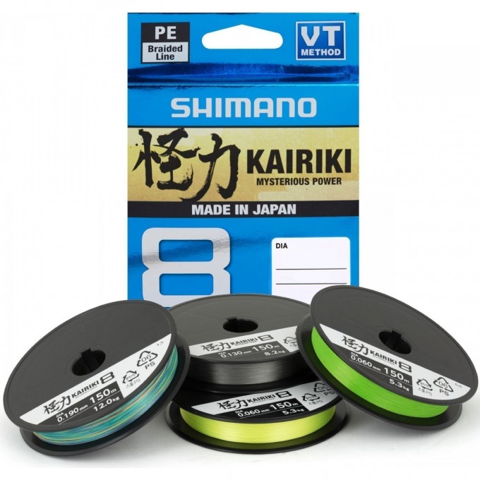 Леска плетёная SHIMANO KAIRIKI 8 PE 150М зеленая 0.28 мм 29 кг 59WPLA58R08