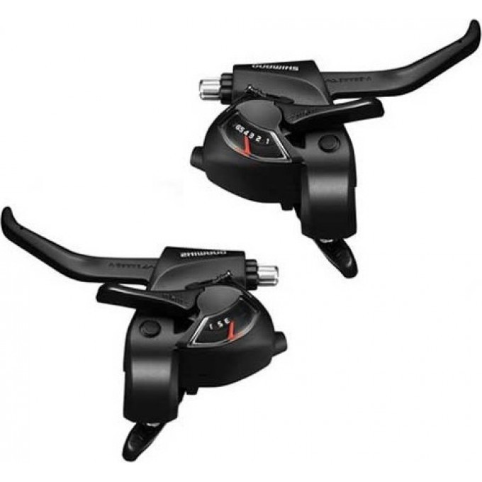 Шифтер/Тормозная ручка SHIMANO TOURNEY, EF41, левый/правый 3x7 скоростей, трос+оплетка, черный ESTEF41P7AL