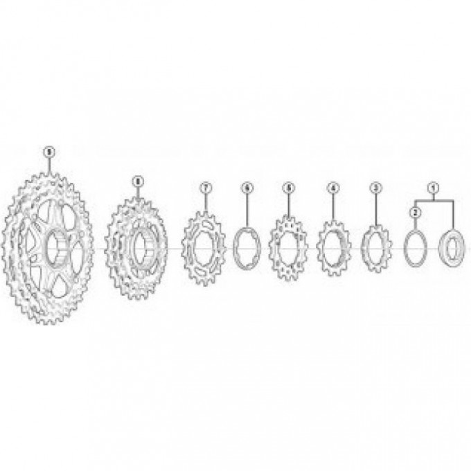 Звезды для кассеты велосипедные SHIMANO XTR CS-M980, (32-36T), BK Y1YT98060